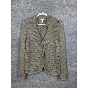 Chico's open-knit metallic gold cardigan sweater Jacket M